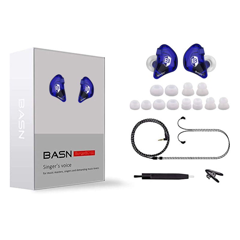 BASN Bsinger BC100 in Ear Monitor Headphones Universal Fit Noise Isolating IEM Earphones for Musicians Singers Studio Audiophiles (Blue) - Image 5